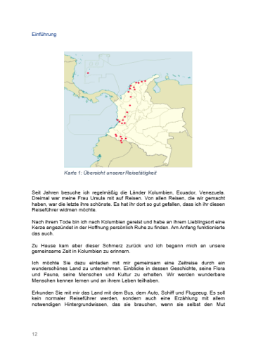 Karte von Kolumbien mit geographischen Merkmalen und markierten Orten.
