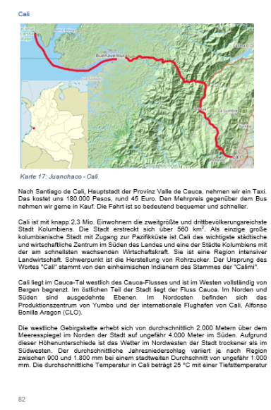 Karte mit roter Route, die größere Gebiete in Venezuela und Umgebung darstellt.